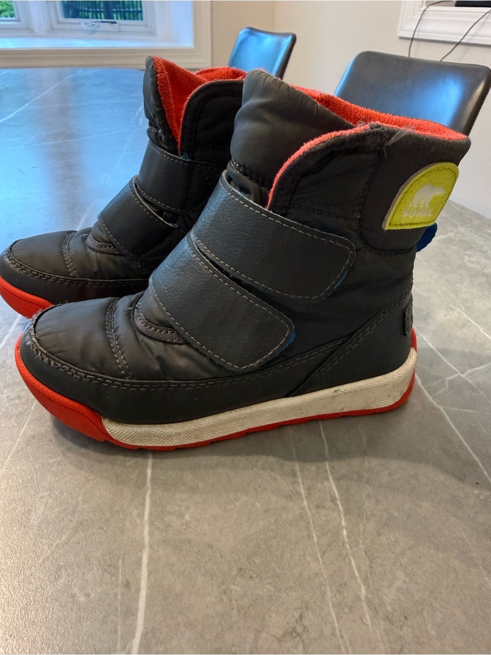 Sorel Kids Waterproof Boots - Dark Gray with Red Trim Sz. 10 T